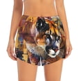 thumbnail image 2 of Yiaed Abstract Lion Painting Print Women's Running Shorts with Liner 3 Zipper Pockets Elastic Workout Athletic Gym Yoga Shorts-Medium, 2 of 7
