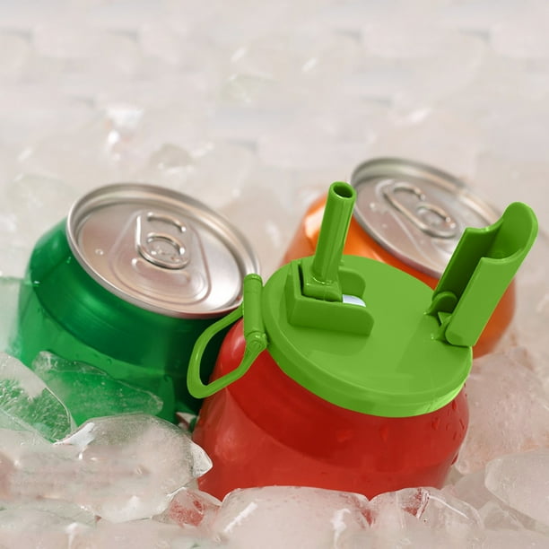 Fundas para latas de refresco con pajitas, tapas de silicona antipolvo para latas de cerveza, protectores reutilizables para latas de bebidas, cerveza, zumo y agua mineral