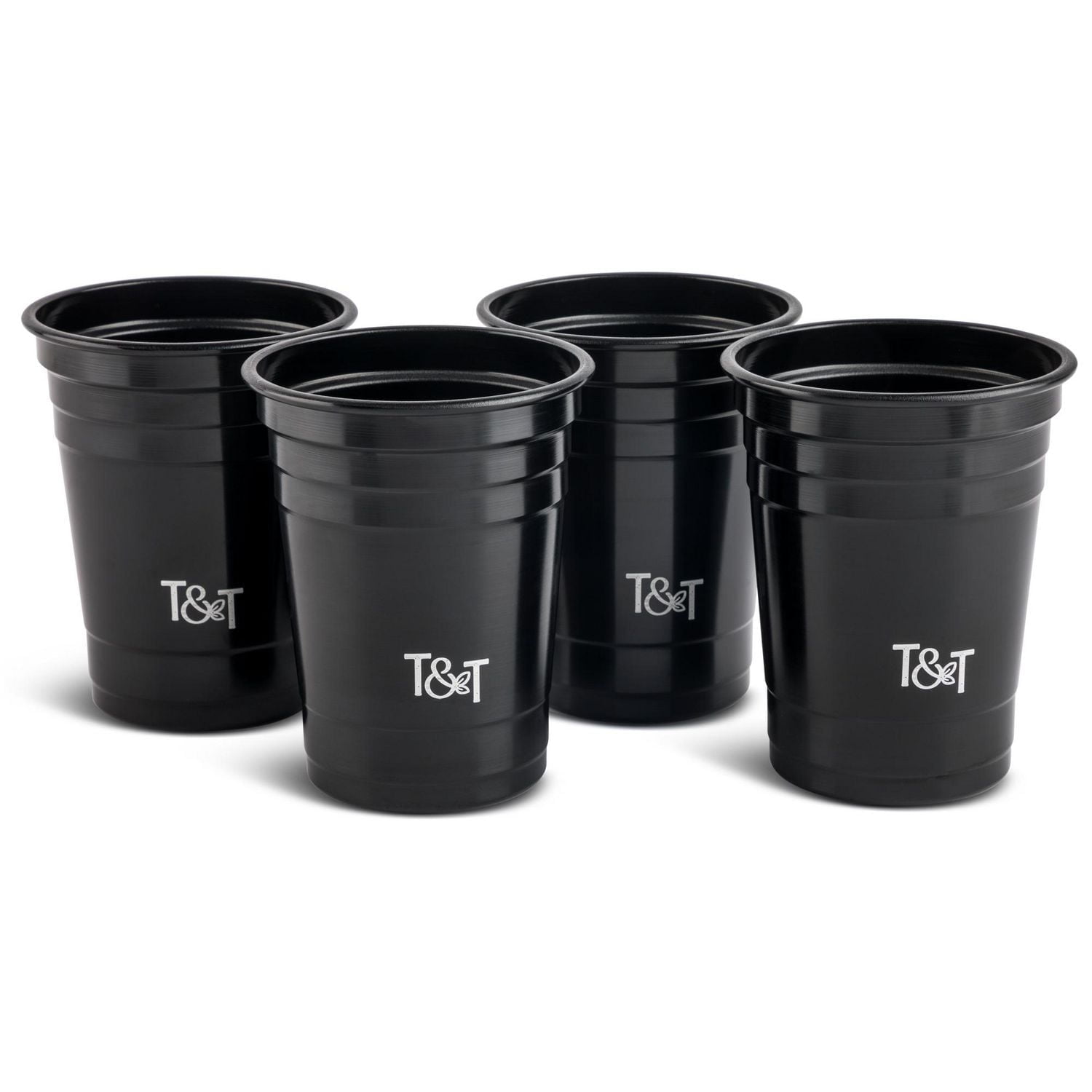Thyme & Table Cocktail Party Cups, 4 Piece Set, Black, barware