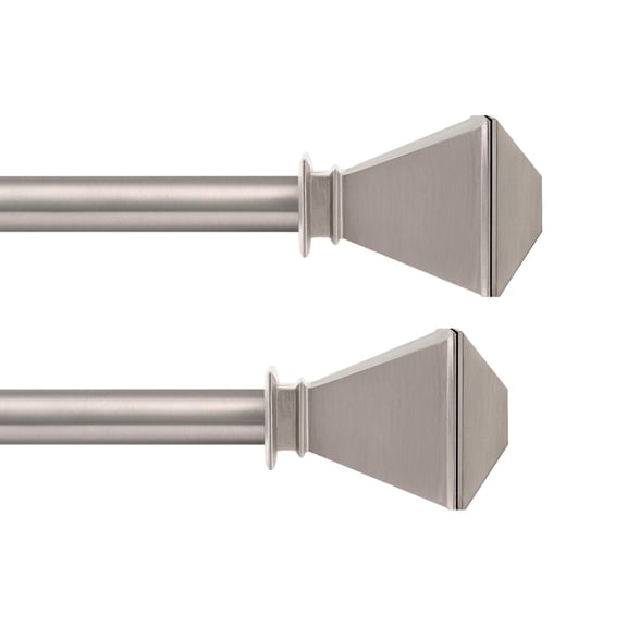 Deco Window Modern 1 Inch Stainless Steel Pyramid Adjustable Single Curtain Rods, 44 - 120 Inch (Pack of 2)