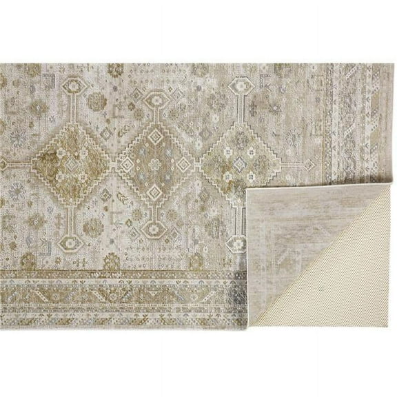 HomeRoots 512982 8 x 11 ft. Gold & Ivory Floral Stain Resistant Rectangle Area Rug