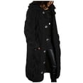 thumbnail image 2 of ClodeEU Woman Plus Size Winter Coat Clearance Women Hood Cardigan Large Size Sweater Pocket Single Breasted Long Sleeves Coat Rollbacks Black 6(M), 2 of 5