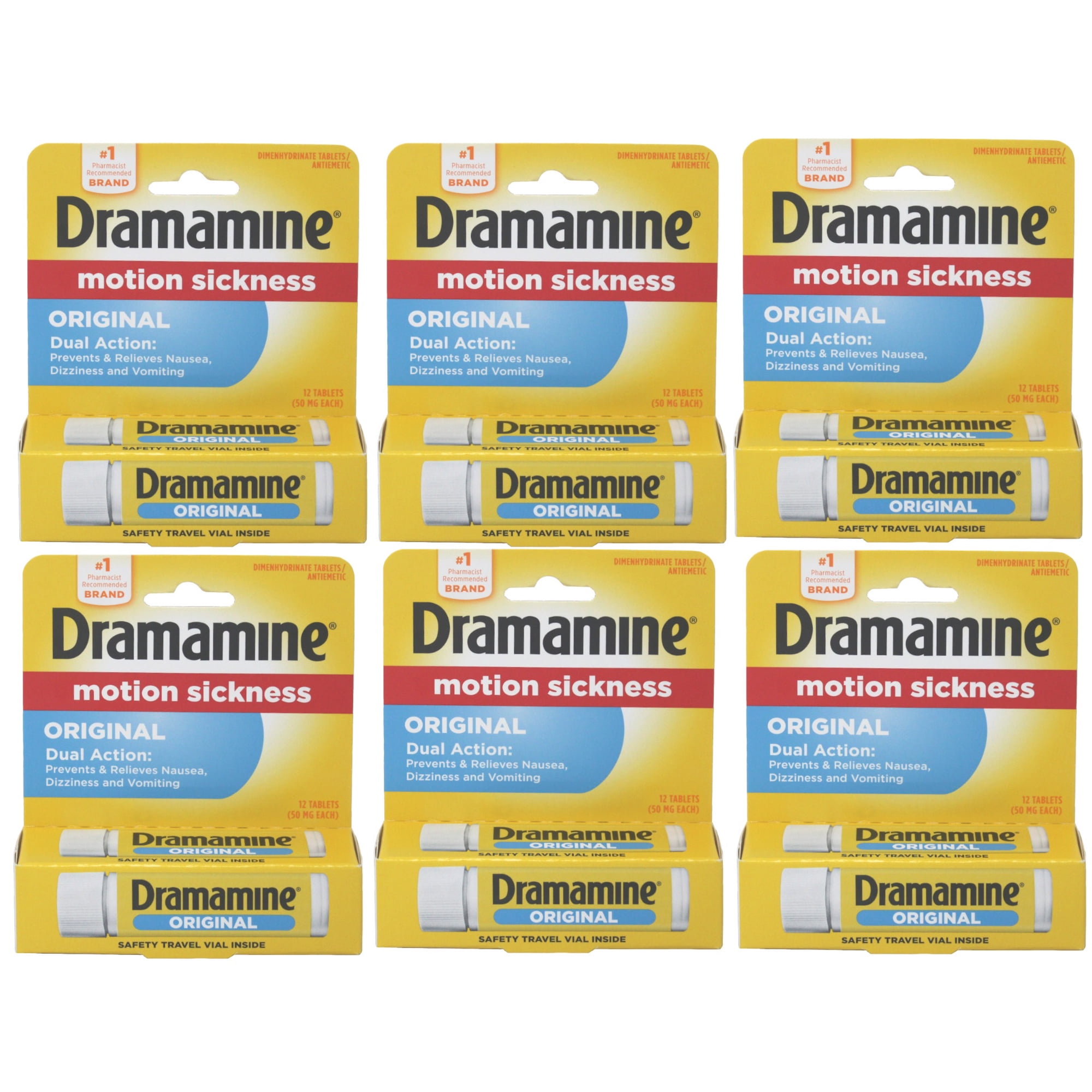 Dramamine Original Formula - 12 ct, Pack of 6