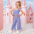 thumbnail image 2 of SELONE Girls Summer Outfits 2 Piece Sets Kids Matching Sets Ruffle Sleeve Tank Top and Pants Trendy Clothing 2-8Y, 2 of 8