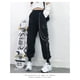 thumbnail image 4 of Pantalones negros atractivos de cintura alta para adelgazar para mujer, estilo recto suelto, cadena de moda para otoño, 4 of 6