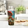 thumbnail image 6 of GOSMITH  Stainless Steel Tumbler Mushroom Snails Butterfly Flower Pattern Travel Cup 20 oz Insulated Coffee Mug Double Wall with Splash Proof Lid & Straw & Cleaning Brush for Home Office, 6 of 7