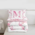 thumbnail image 5 of Erosebridal Girls Pink Bowknot Full Size Comforter Sets,Initial Alphabet M Bedding Sets For Kids,Reversible pink,3 Pieces, 5 of 7