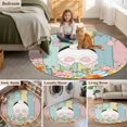 thumbnail image 6 of Round Area Rug 4ft, Easter Rabbit Eggs Flowers Non-Shedding Washable Area Rug, Pink Green Blue Farm Wood Non Slip Low-Profile Circle Rugs for Living Room, Bedroom Dining Room, 6 of 9