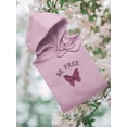 thumbnail image 3 of Smartprints Womens Graphic Hoodie Light Pink - Be Free, Butterfly! Cotton Blend Regular Fit, 3 of 4