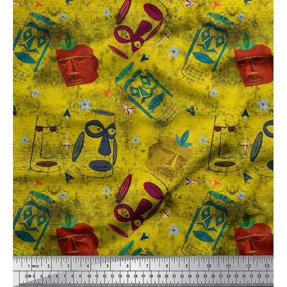 Soimoi Cotton Jersey Fabric Arrow & Mask African Fabric Prints By Yard 58 Inch Wide