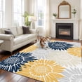 thumbnail image 2 of Yellow Grey Sunflowers Area Rugs 5'x8', Washable Small Throw Rugs for Classroom Bedroom, Boho Vintage Floral Rustic Blossom Indoor Outdoor Rug Non-Slip Low Pile Carpet Runner Reversible Floor Mats, 2 of 8