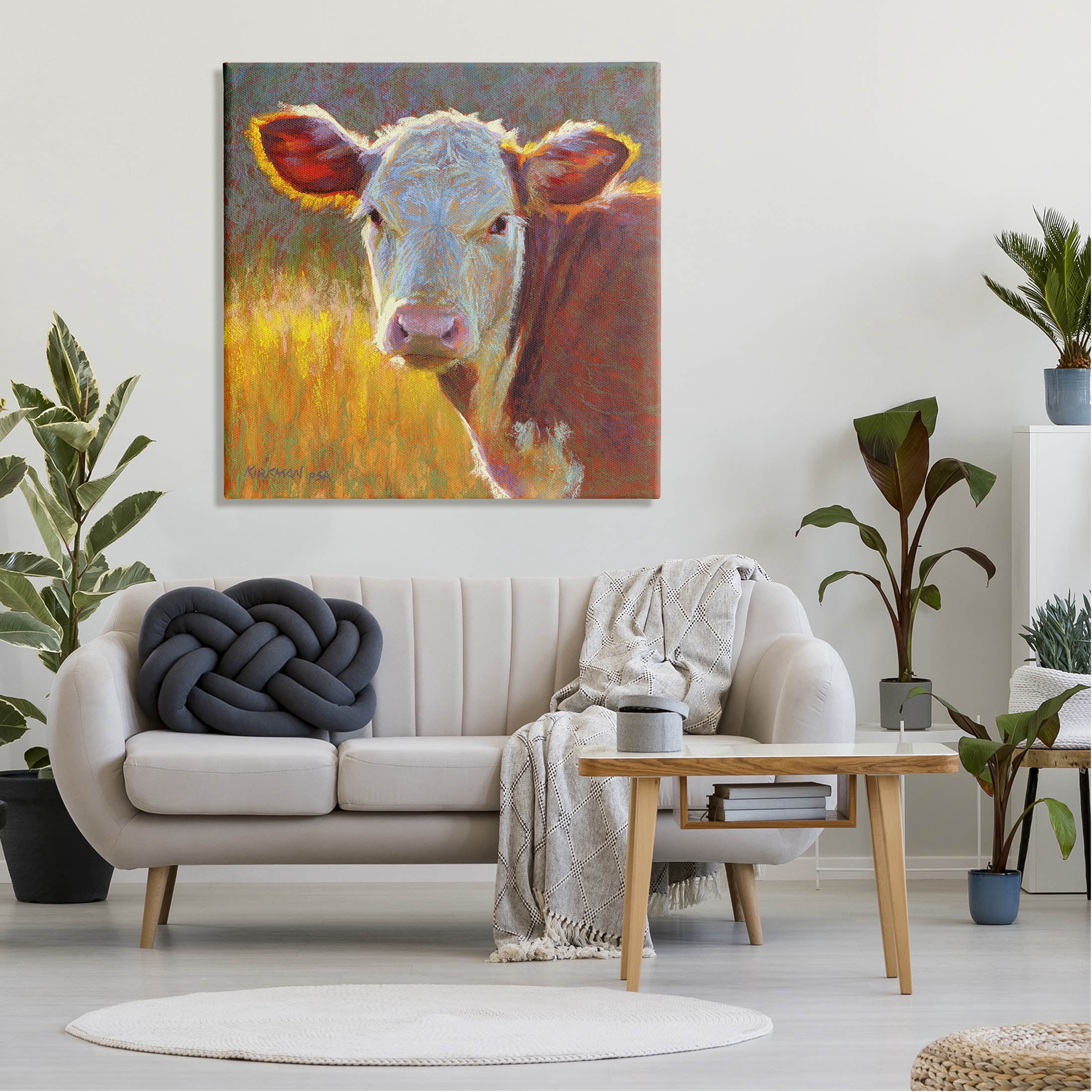 Sunlit Farm Animal Cattle Animals & Insects Painting Gallery Wrapped Canvas Print Wall Art