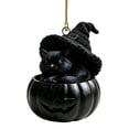 thumbnail image 3 of HonstMatter Cute Pumpkin Animal Ornament, Sleeping Halloween Decor With Witch Hat, Hanging Pendant For Tree And Window, 3 of 7
