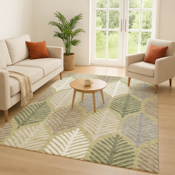 Addison Rugs Chantille Indoor/Outdoor Transitional Floral Aloe Machine Washable Rectangle Rug, 10' x 14'