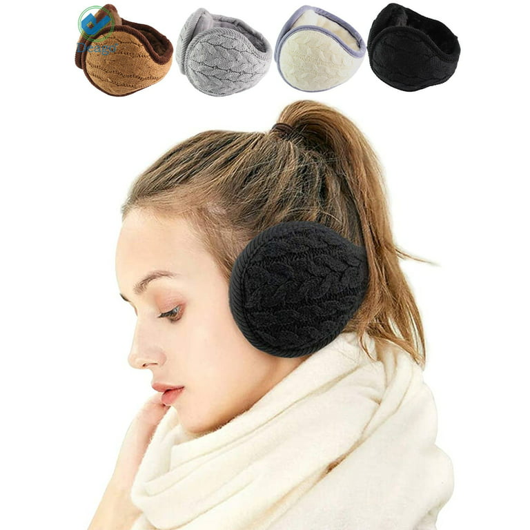 Deago Earmuffs Winter Ear Warmers Behind the Head Style Soft Fleece (White)
