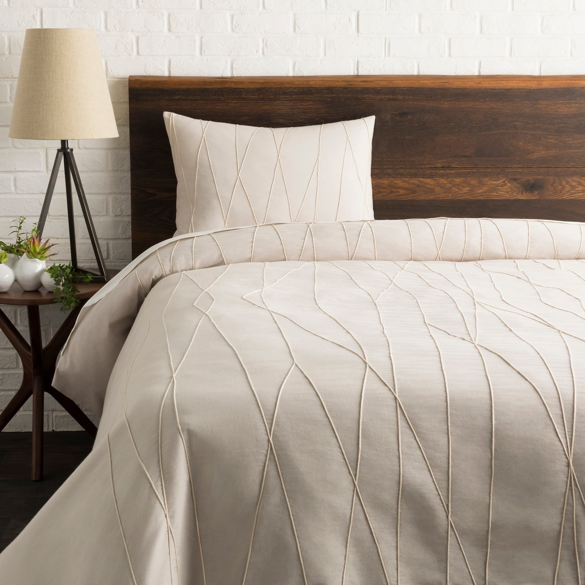 Akulina Cream Modern Duvet Cover Set Com