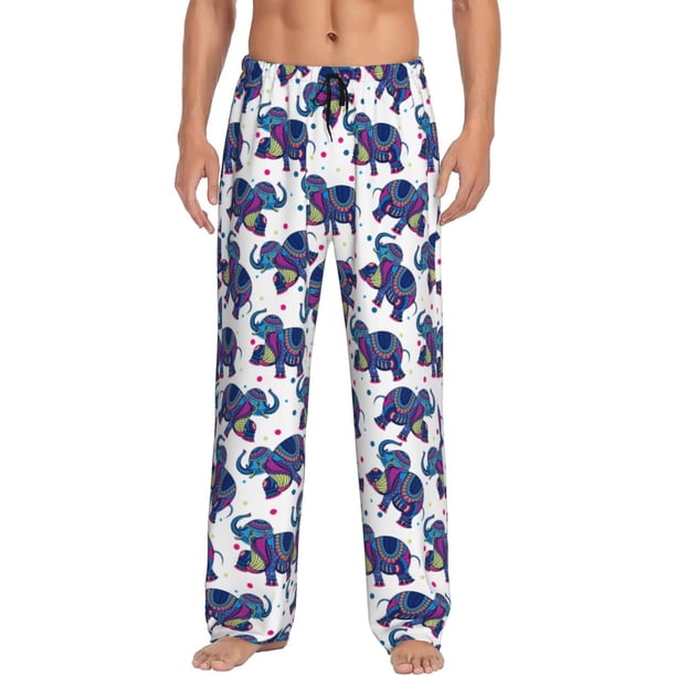 Balery Boho elephant Pantalones de pijama para hombre, pijama ultraligero, pantalón de descanso-3X-Large
