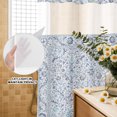 thumbnail image 2 of No Hook Shower Curtain, Vintage Teal Blue Boho Shower Curtains for Bathroom with See Through Top Window, Retro Ethnic Tribe Abstract Art Waterproof & Washable Bath Curtain 66"x72", 2 of 4