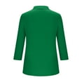 thumbnail image 4 of WCMZJ Women's 3/4 Sleeves V Neck Polo Shirts Casual Summer Tops Basic Collar Cute Tees Green M, 4 of 6