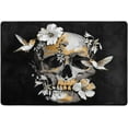 thumbnail image 3 of FREEAM Floral Skull Non Slip Area Rug for Living Dinning Room Bedroom Kitchen, 2' x 3'(24 x 36 Inch / 60 x 90 cm), Skull Nursery Rug Floor Carpet Yoga Mat, 3 of 6