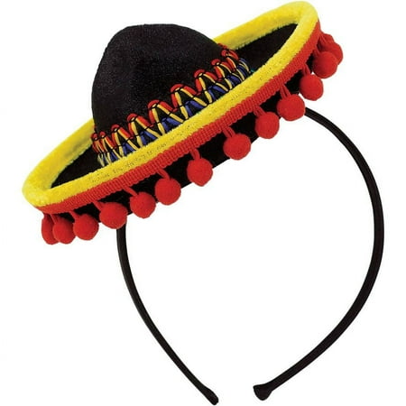 Fiesta Party Supplies Sombrero Cinco De Mayo Headband Fabric w/ Ball Fringe (Each)