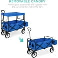 thumbnail image 3 of Wubio Collapsible Folding Outdoor Utility Wagon with Canopy Garden Cart for Beach, Picnic, Camping, Tailgates w/Removable Canopy, Detachable Pockets, 150lb Weight Capacity - Blue, 3 of 7