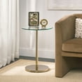 thumbnail image 5 of mDesign Metal/Glass Top Round Accent Side/End Drink Table Furniture, Soft Brass, 5 of 7