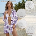 thumbnail image 6 of Xoenoiee Purple Butterfly Tie Dye Print Swimsuit Coverup for Women V Neck Bathing Suit Cover Up Long Sleeve Causal Bikini Button Down Shirt Resort Wear, S, 6 of 7