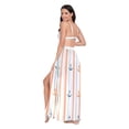 thumbnail image 3 of FORMRS Womens Long Sarong Beach Wrap Semi-Sheer Bikini Skirt Bathing Swimsuit Cover Up, Beige Nautical Pattern, 3 of 7