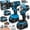 2 Tool Sets with 2 Batteries, variant on Brushless Cordless Power Tool Combo Kit, Industrial Grade Rotary Hammer Drill, Impact Wrench & Angle Grinder Set for Wall & Car Maintenance