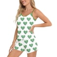 thumbnail image 4 of Pajama para mujer Conjunto de pantalones cortos Estilo impreso cuello Sling Top cinturas estrechas sueltas manga corta casa usar verano suave pajama conjunto para mujeres, 4 of 4