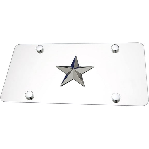 LFPartS Rock Star 3D Chrome Emblem on Polished Stainless Steel License Plate