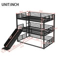 thumbnail image 2 of YDSM Full over Full over Full Bunk Bed with Slide, Metal Triple Bunk Bed with Safety Guardrails, Heavy-duty Bunk Bed with Noise-reduced Design, Black, 2 of 6
