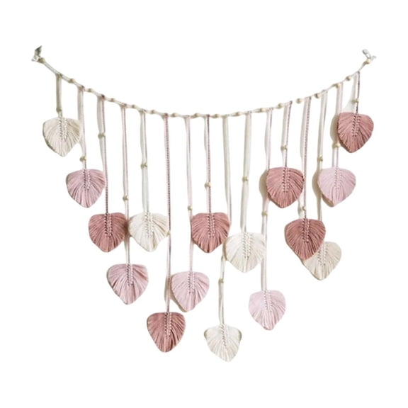 ZORVINEX Handwoven Cotton Macrame Leaf Tapestry Bohemian Wooden Bead Wall Hanging Easy Install European Rustic Ornament For Bedroom Living Room Hotel Decor,Multicolor
