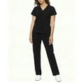 thumbnail image 2 of UPPADA Scrub Sets for Womens V Neck Short Sleeve Scrub Top and Straight Leg Scrubs for Work 2 Piece Scrub Set with Multi Pocket Stretch Scrub Sets Black,L, 2 of 9