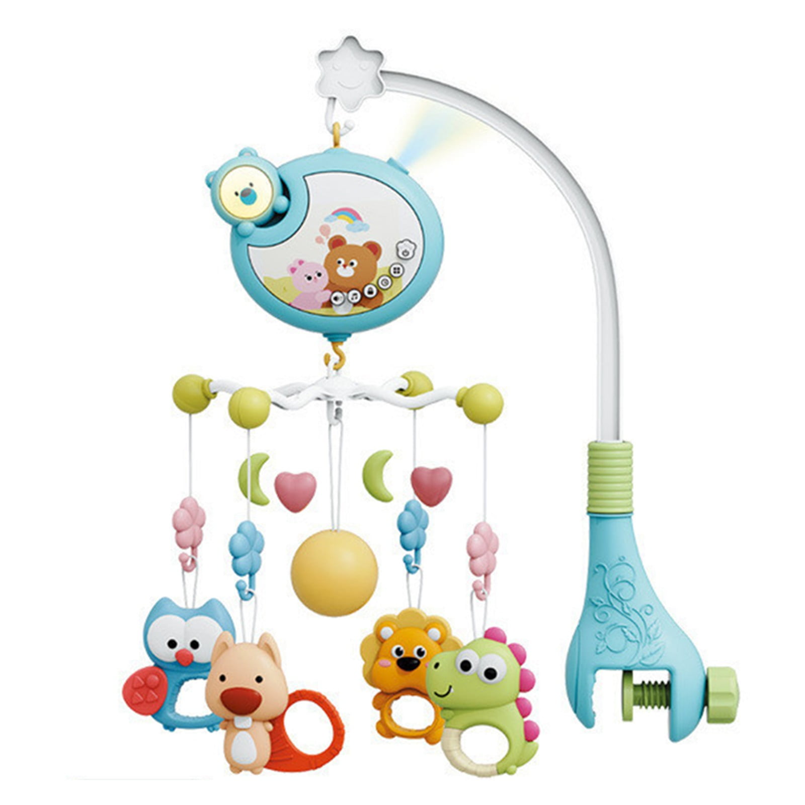 Musical Rotating Crib Mobile with Projection, Baby Bedside Decor for 0-1 Year, Soothing Lullabies Toy, 360° Rotation, Timer Function