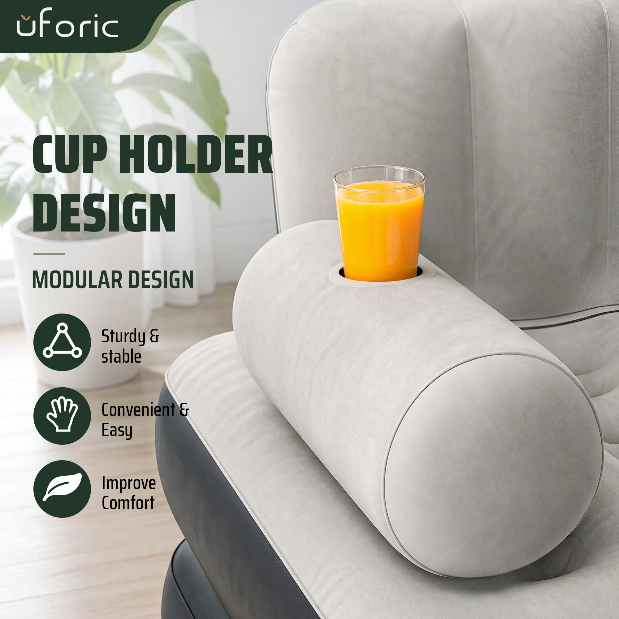 Uforic 3-Piece Air Sofa Bed Set with Pump, Queen & 2 Twin Size 2-in-1 Convertible Inflatable Sofa Bed with Headboard, Cup Holders, Carry Bag for Home Camping Guest Use, Gray