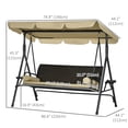 thumbnail image 3 of Outsunny 3-Seat Porch Swing with Canopy Outdoor Swing Chair w/ Rattan Seat, 3 of 10