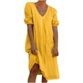 thumbnail image 1 of QIPOPIQ Robes Midi pour Femmes à Étages à Manches Courtes Tendance Robe à Col en V Style Poupée Robe d'Été Robe de Couleur Unie Offres 2023, 1 of 6