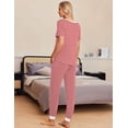 thumbnail image 2 of Ekouaer Pajamas for Women Set 2 Piece Lounge Set Short Sleeve Pjs Joggers Long Pants Sleepwear with Pockets, 2 of 6
