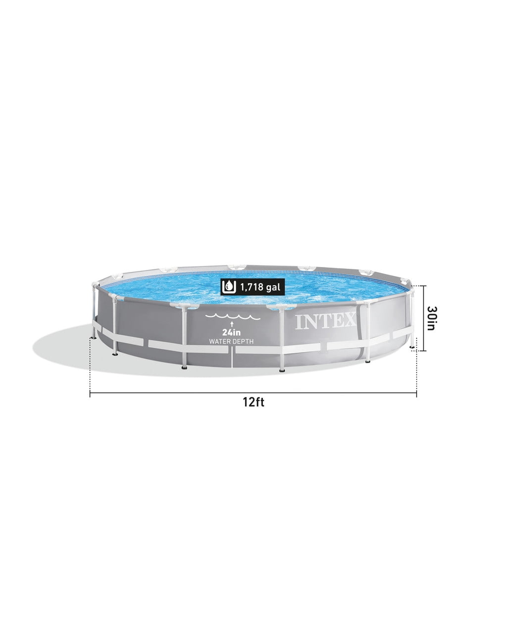 Intex 26700EH 10ft x 30in Prism Metal Frame Above Ground Backyard Swimming Pool (Pump Not Included)