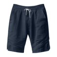 thumbnail image 4 of CQONEPT Mens Casual Shorts Cotton Athletic Workout Shorts Lounge Bermuda Drawstring Sweat Shorts with Pockets Navy 2XL, 4 of 7