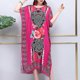 thumbnail image 5 of Plus Size Bohemian Summer Sweet Printed V-Neck Batwing Sleeved Beach Dress Women's Dress Ethnic Holiday Large Swing Midi Dress, 5 of 5
