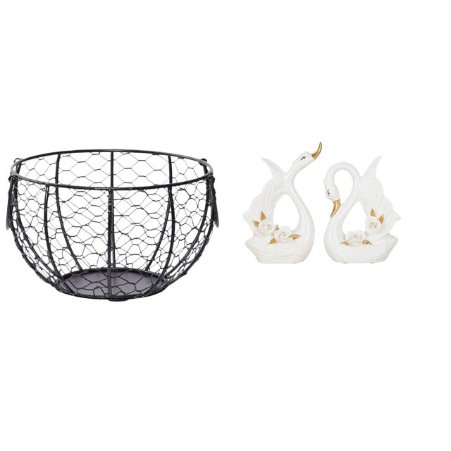 Cesta de huevos,Cesta multiusos para huevos,cesta tejida de alambre de hierro,Cesta de almacenamiento de alambre para huevos Cesta de almacenamiento portátil,Estatuas de cisnes,Estatua de