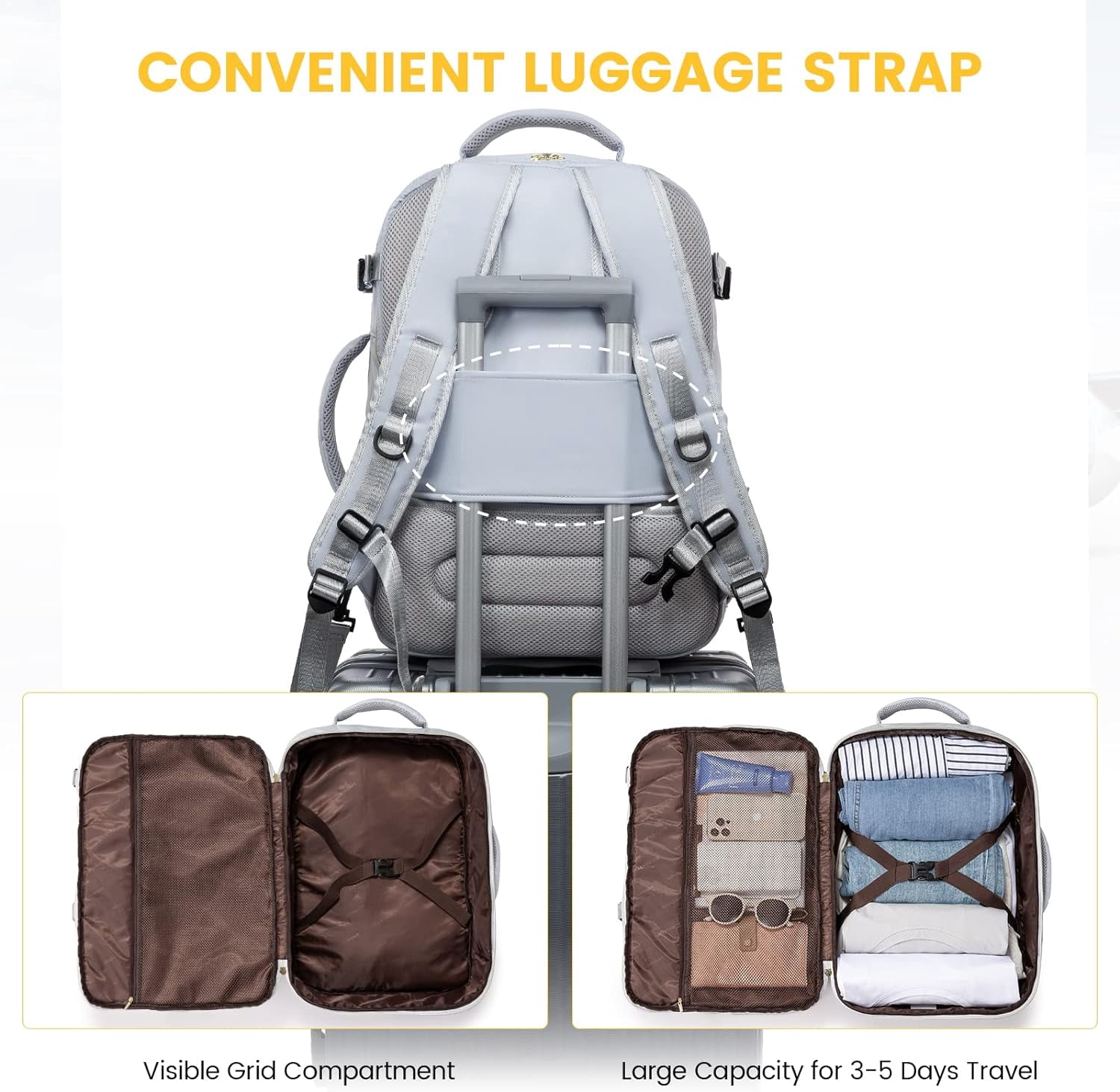 Lovevook Travel Laptop Backpack, Waterproof Carry-on Luggage Backpack Flight Approved Fit 17.3" Laptop,40L Suitcase Daypack Business College Weekend Overnight Bag with 3 Packing Cubes