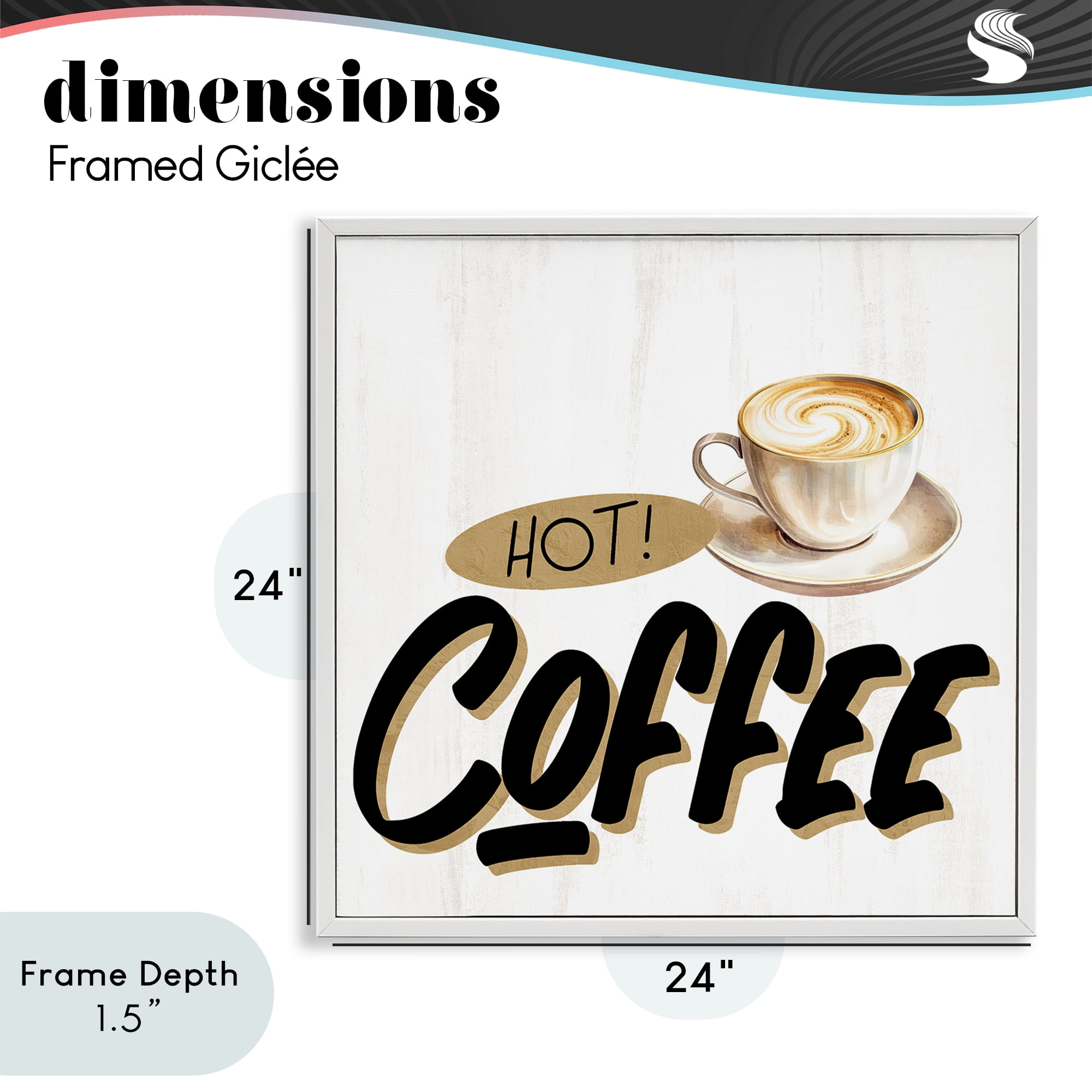 Stupell Industries Retro Fresh Hot Coffee White Framed Giclee Art, design by Kim Allen