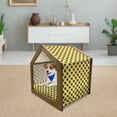 thumbnail image 3 of Geometric Pet House, Argyle Pattern with Rhombuses and Dotted Lines Grid Plaid Design, Outdoor & Indoor Portable Dog Kennel with Pillow and Cover, 5 Sizes, Yellow Black and White, by Ambesonne, 3 of 5
