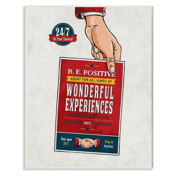 Stupell Industries Be Positive Inspirational Vintage Comic Book Design Wall Plaque by Ester Kay