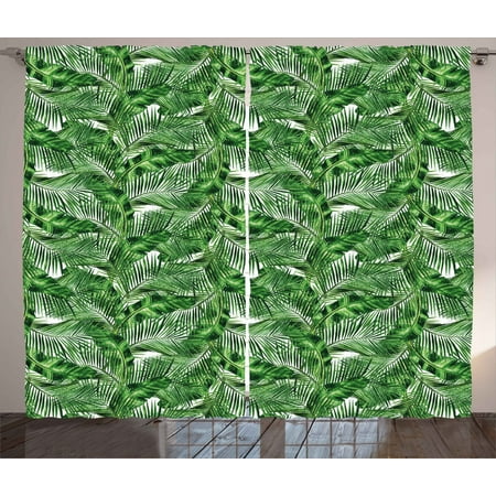 Zen Decor Curtains 2 Panels Set Tropical Plants Background Feng