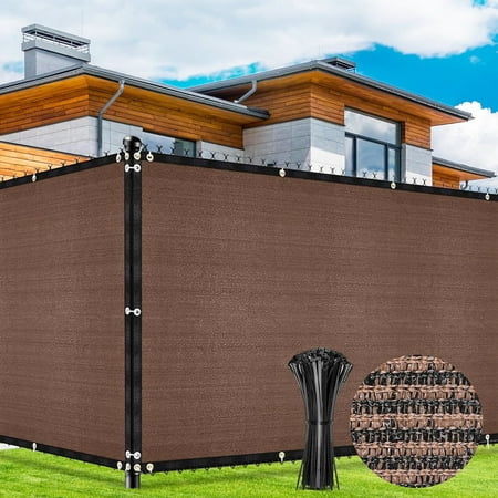 Privacy Fence Screen,Hengu 5x50FT Windscreen Copper Grommets,Privacy Screen Fit for Commercial Fence and Residential Garden Outdoor,Brown